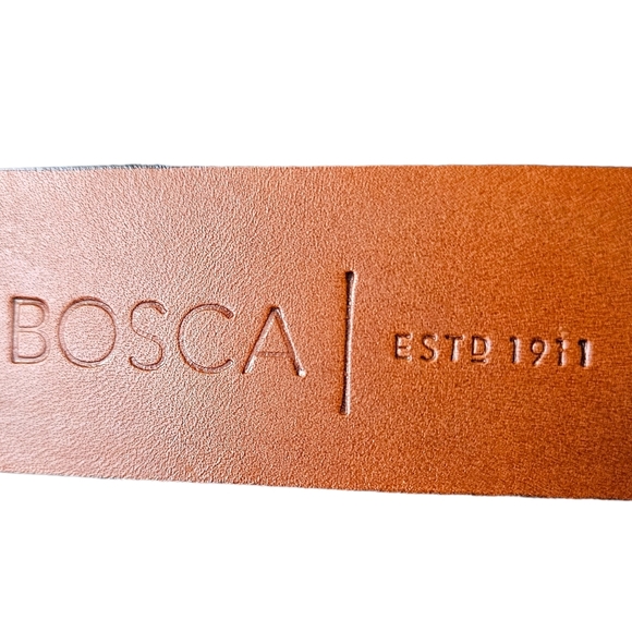 Bosca brown leather belt silvery buckle unisex size 38" - Picture 8 of 12
